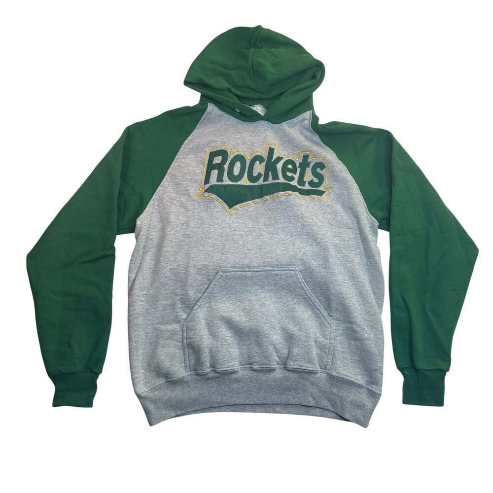 Vintage Rockets Raglan Pullover Hoodie Gray Green Adult Medium